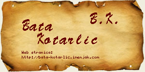 Bata Kotarlić vizit kartica